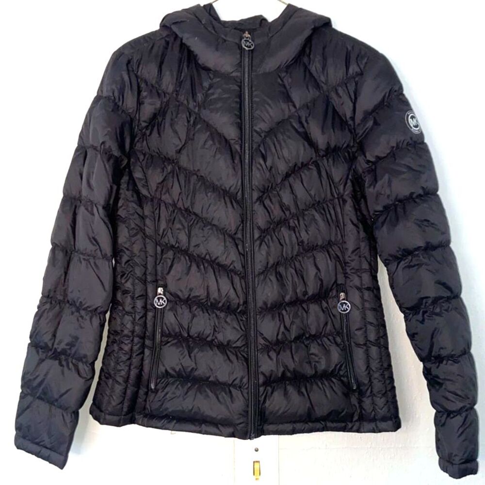 Michael Kors Womens Puffer Small Black Jacket Hoodie Winter